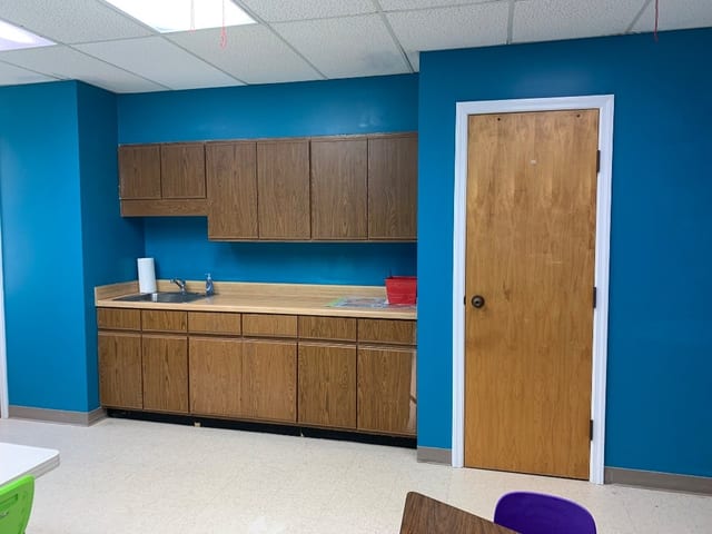 Commercial office in bold blue